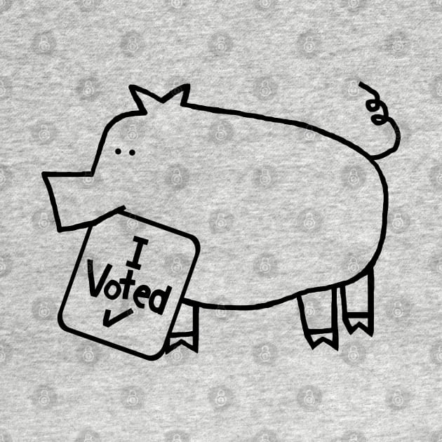 Cute Pig says she Voted Line Drawing by ellenhenryart